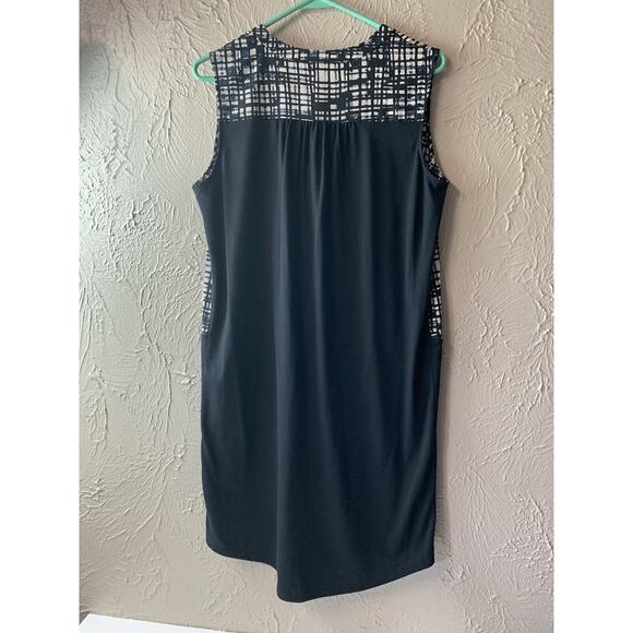 Joe Fresh Dress Sleeveless Size Medium Black White Checkered Upper V Neck - Picture 3 of 3